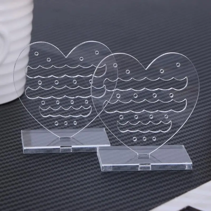 2pcs Jewelry Organizer Jewelry Display Holder Clear Plexiglass Heart Pattern Rack for Earring
