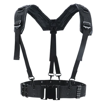 

HS Adjustable Tactical Lightweight Waist Belt Harness Set for Outdoor Military Shoulder Waist Protective Band for Adult
