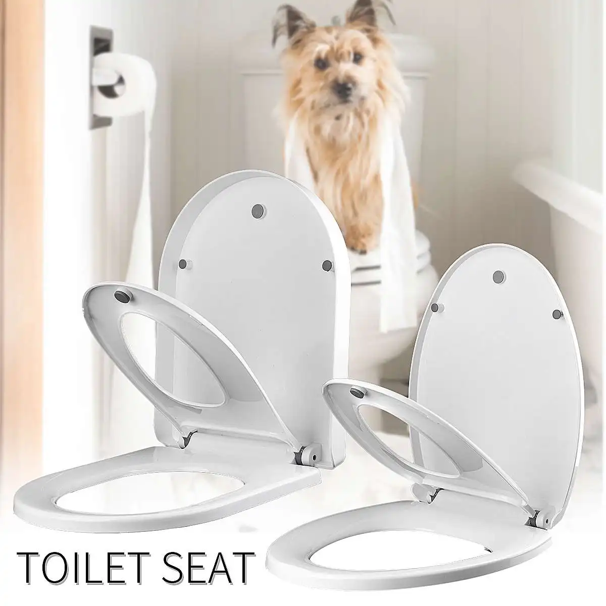 

1Pcs U Type V Type Replacement Universal Toilet Seat Lid Cover Set Square Round Bathroom White Thicken 2Types Antibacterial
