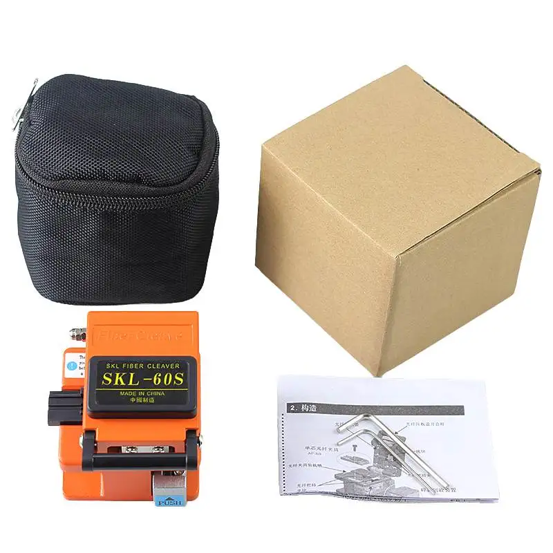 

High Accurate SKL-60S Optical Fiber Cutter Knife FTTH Fiber-Fusion Fibear Cleaver Orange for Cold Joint with Bag