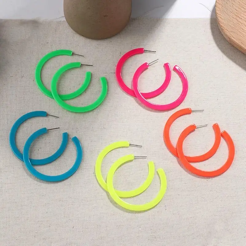 

Fashion Geometry Acrylic Circle Earrings Women'S Irregular Style Boho Style Plastic Jewelry Birthday Gift