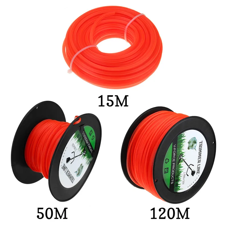 

Best 2.7mm 50m/120m Mowing Nylon Rope Line Strimmer Brushcutter Trimmer Long Round Roll Square Grass Trimmer Head Nylon line