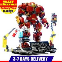 Мстители Супер Герои Железный человек Халк Бастер совместим со строительными блоками Marvel строительные кирпичные Фигурки игрушки для детей