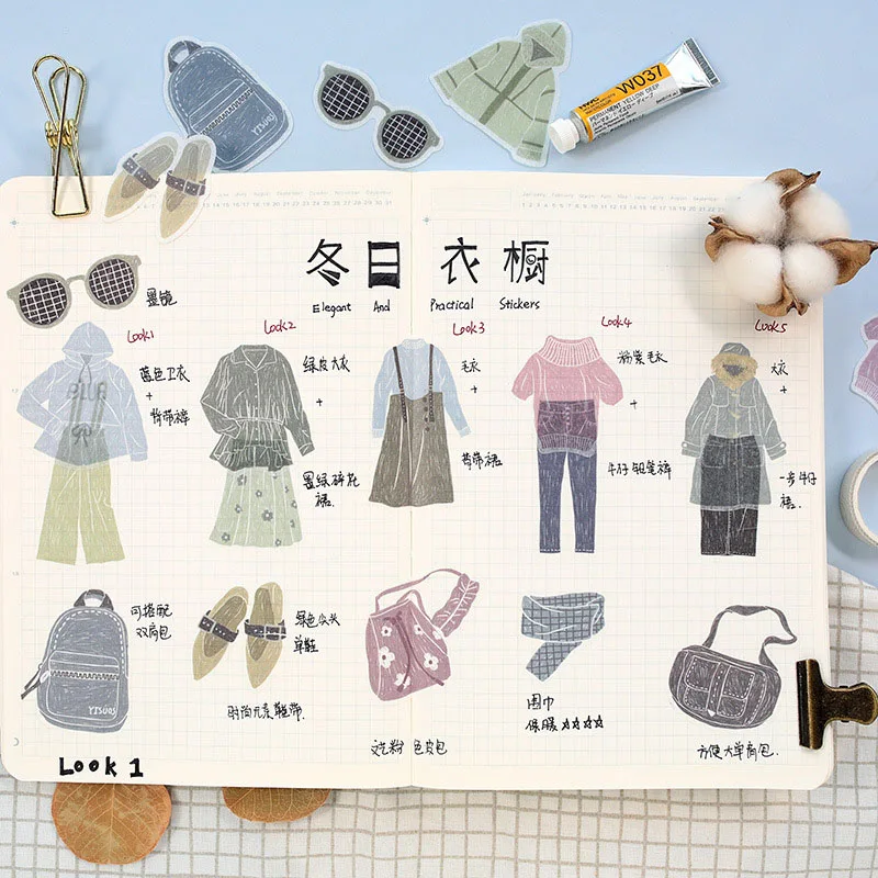 

60pcs Cute Cake Stationery Stickers Kawaii Clothes Stickers Novelty Adhesive Stickers For Kids Scrapbooking Diary Photos Albums