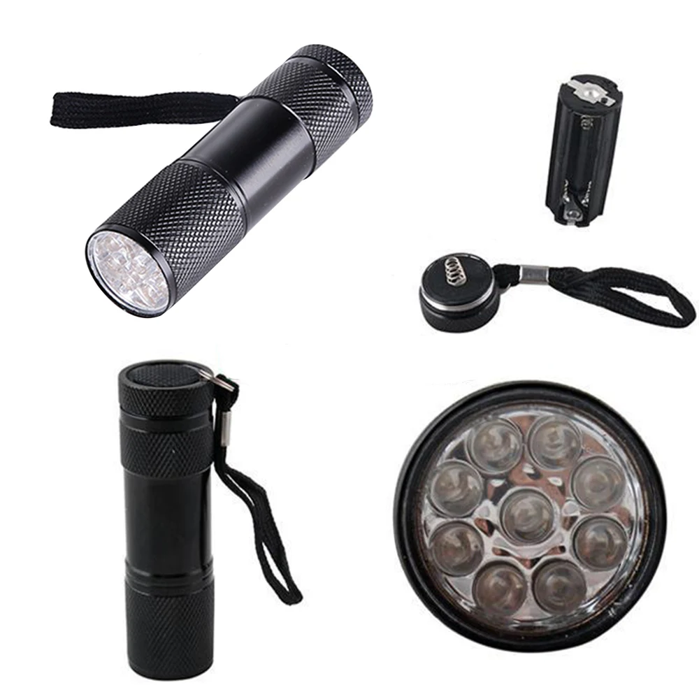 UV Flashlight 9 LED 3AAA battery