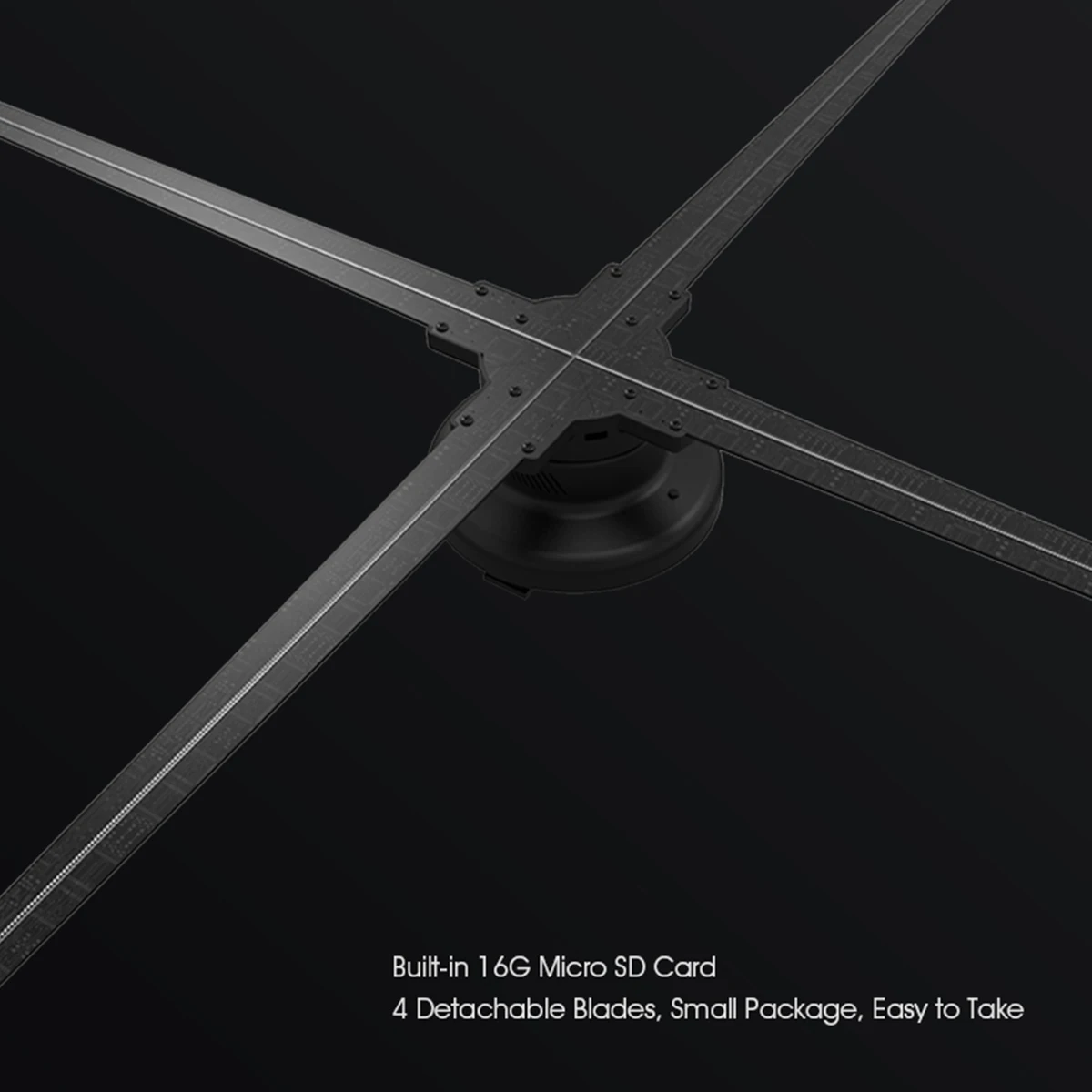 Upgraded 70cm Wifi 3D Holographic Projector Fan Hologram Player LED Video Display Fan Advertising Light APP Control Four Axil Upgraded 70cm Wifi 3D Holographic Projector Fan Hologram Player LED Video Display Fan Advertising Light APP Control Four Axil