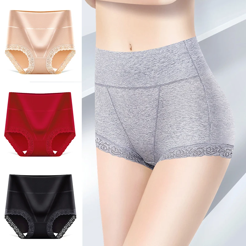 Women Cotton Lace High Waist Panties Soild Breathable Underpants Underwear Lingerie Women Cotton Lace High Waist Panties Soild Breathable Underpants Underwear Lingerie