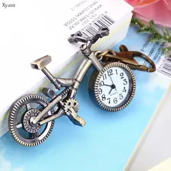 Унисекс для мужчин женщин античная бронза Велосипедный спорт в форме велосипеда Кварцевые Подарочные карманные часы