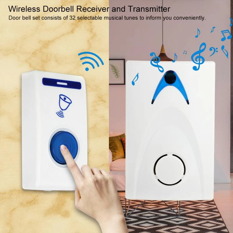 beha Factuur Voorstel Wireless Music Doorbell Remote Home Door Bell deurbel Set Includes Receiver  and Transmitter Doorbell for Home Office Security|Doorbells| - AliExpress