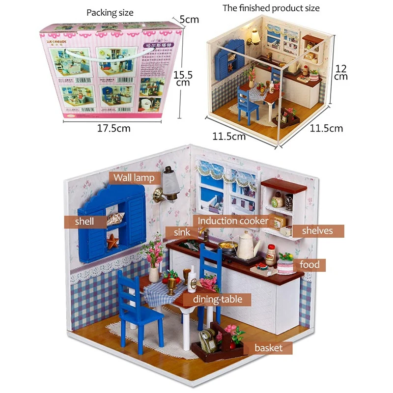 Iiecreate Small Diy Dollhouse 3D Wooden Mini Doll House Lifelike Handmade Miniature Dollhouses Kit Box Toys For Children Girls