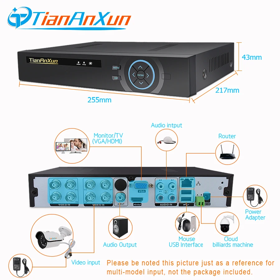 Камера видеонаблюдения Tiananxun система безопасности 8 каналов AHD камера s DVR 720P