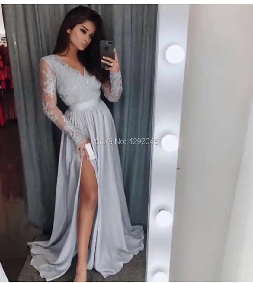 silver silk evening gown