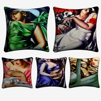 

Tamara De Lempicka Abstract Women Decorative Cotton Linen Cushion Cover 45x45cm For Sofa Chair Pillowcase Home Decor Almofada