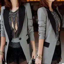 XXXL Новая мода весна лето женская верхняя одежда тонкий Длинный блейзер черный серый офис леди пальто