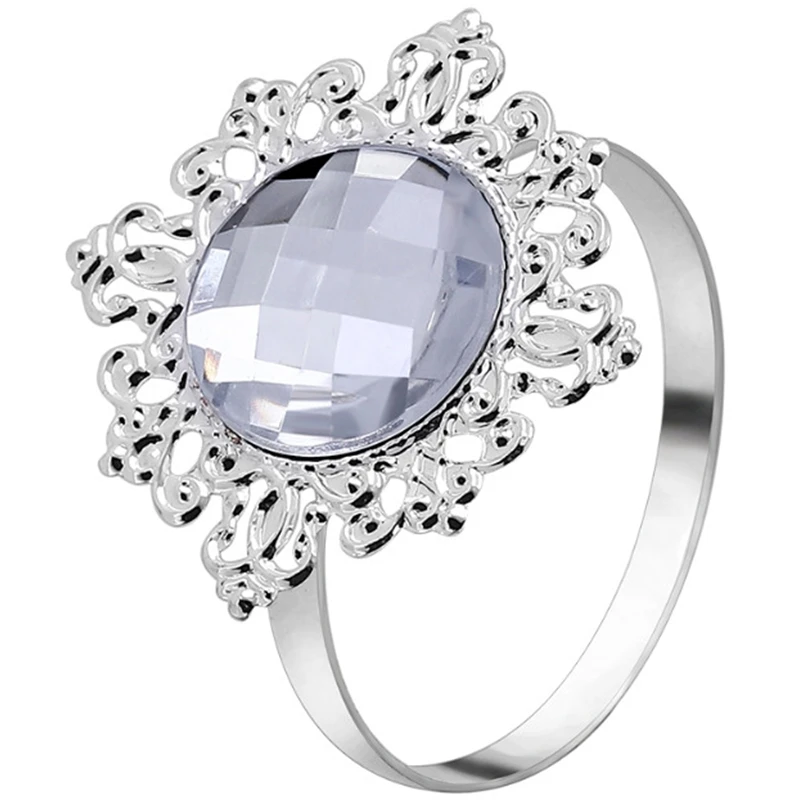 

HOT 12Pcs Acrylic Silver Wedding Napkin Rings Round Towel Ring Holders Banquet For Wedding Dinner Decoration