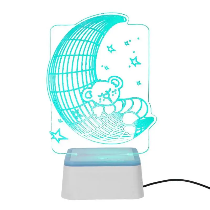 

Baby Room Lamp 3D Bear on Moon Night Light Color Change Sleeping Table Lamp Gift