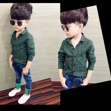 Детская одежда рубашка для мальчиков хлопковая одежда с длинными рукавами на весну и осень г., новая модная одежда в полоску для малышей от 2 до 10 лет