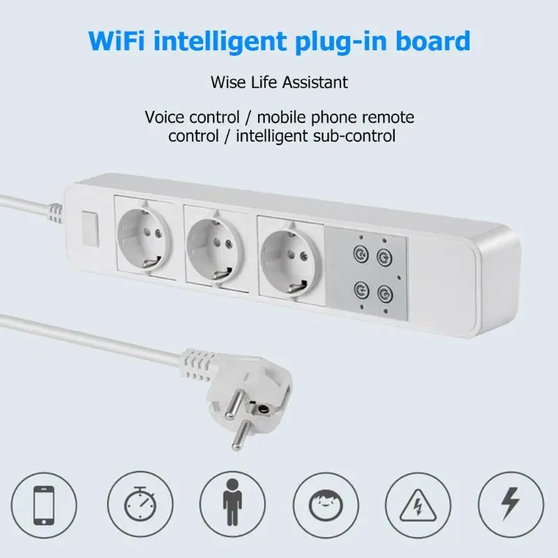 

WiFi Smart Power Strip Socket Voice Control Timer Switch Power Strip Outlet EU Plug for Alexa Google Home Smart Socket