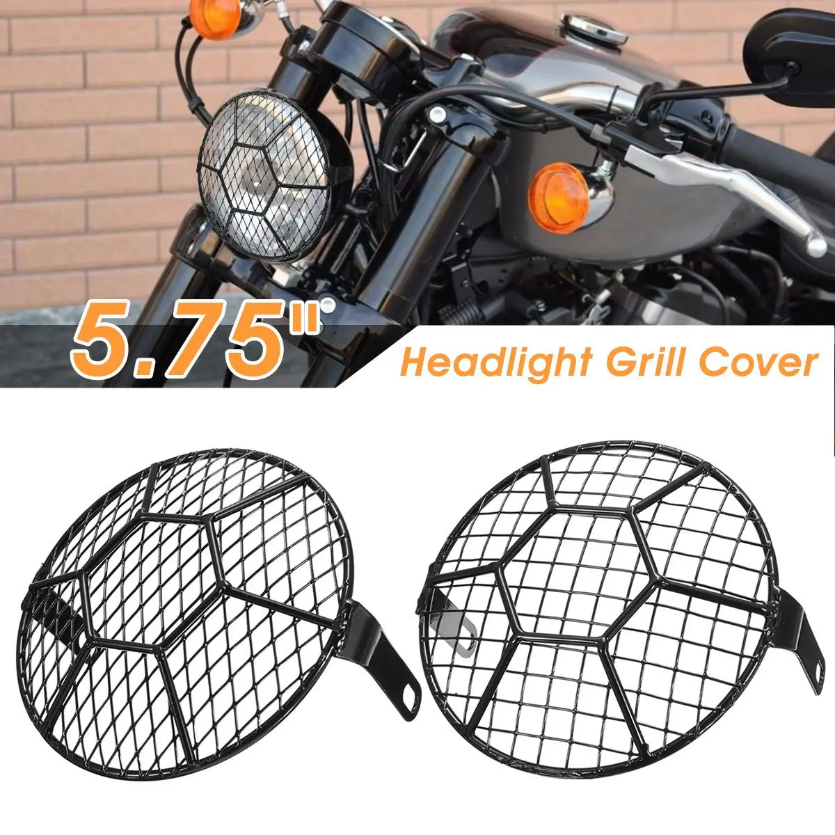 5.75'' Motorcycle LED Headlights Cover Football Grill Style Head Light