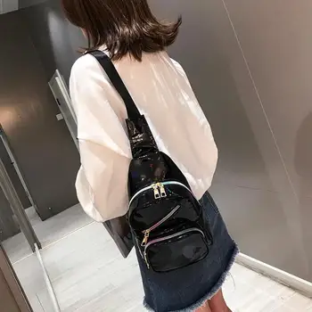 

Laser Bright Leather Shoulder Messenger Handbags Waist Phone Money Packs Women Men Casual Crossbody Chest Bags 2019 New