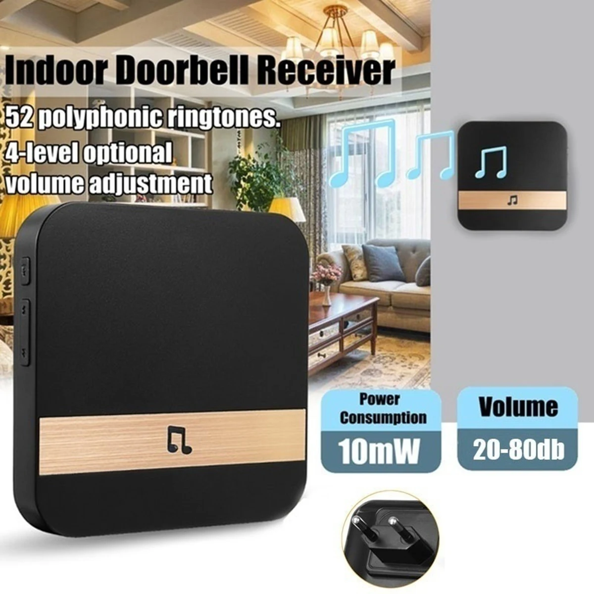 

Adjustable Smart Ring Alarm Wireless WiFi Indoor 52 ringtones Doorbell Receiver Volume for Home Security door lock