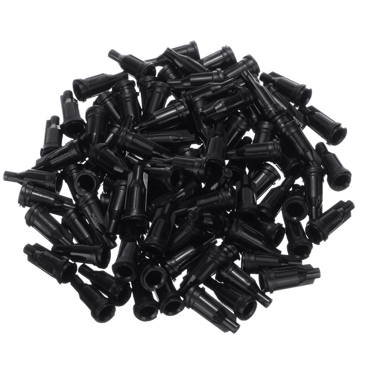 

100Pcs Black Plastic Standard Syringe Tips Caps Assortment Injector Dispenser Dispensing Needle Sealing Plug