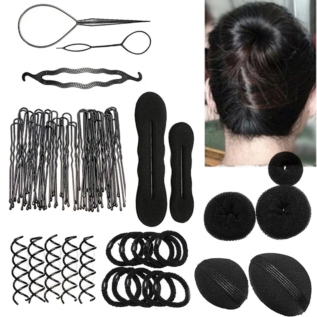 

Mayitr Useful Magic Hair Styling Clip Maker Tool Kit Set Pads Foam Sponge Hairpins Bun Donut Tool Hair Accessories Styling Clip