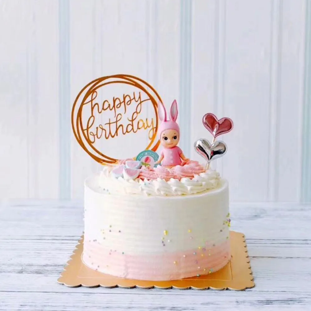 1 шт. акриловый топ для торта с надписью Happy Birthday блестящий золотистый Серебристый