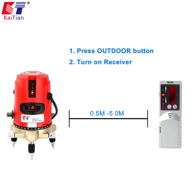 KaiTian 2 линии лазерный уровень самонивелирующийся 360 роторный 635nm крест Горизонтальный Вертикальный лазерный уровень Nivel лазеры строительные инструменты