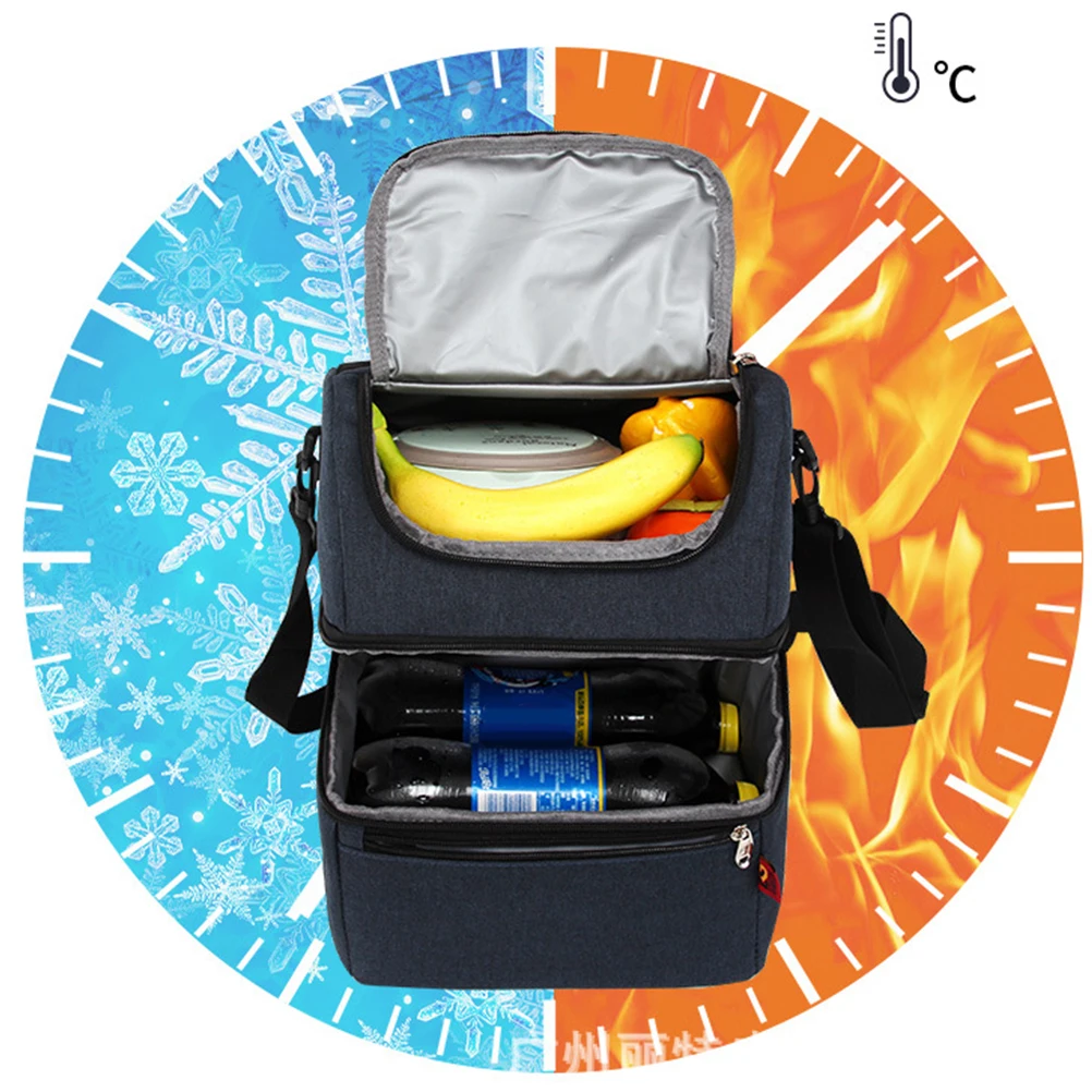 

Double Layer Lunch Bags Multifunction Food Picnic Cooler Box Insulated Tote Bag Storage Container for Women Kids Men