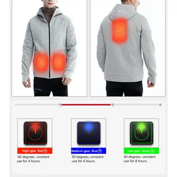 

Intelligent Thermostatic Heated Jacket Male USB Charging Electric Heated Coats Warm Three-Speed Thermostat Autumn Winter Jacket