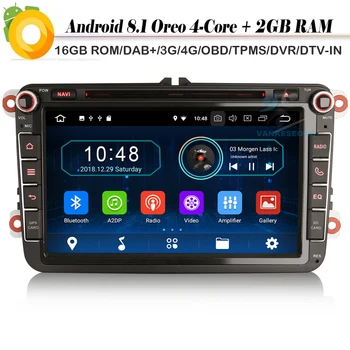 

DAB+ 4G FOR PASSAT GOLF EOS Touran TIGUAN SEAT Android 8.1 Autoradio Sat Nav Car Multimedia Player WiFi GPS Radio DVD DVR OBD
