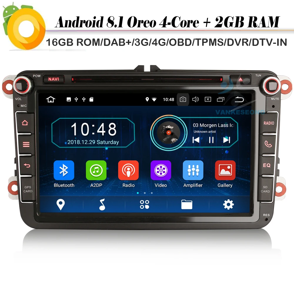 DAB + 4G для PASSAT GOLF EOS Touran TIGUAN SEAT Android 8 1 Авторадио спутниковая навигация