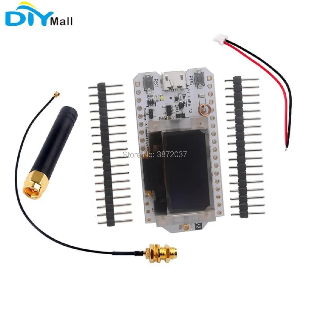 

4pcs/lot 0.96 OLED ESP32 Development Board V2 LoRa Module Wifi Transceiver IOT SX1276 868MHz-915MHz Antenna 1.25mm JST Connector