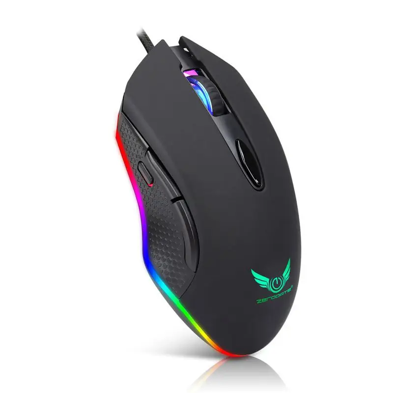 ZERODATE программируемая игровая мышь 4800 dpi 6 кнопок RGB с подсветкой USB оптическая для