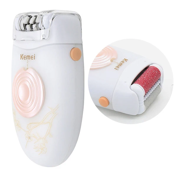 

HTHL-Kemei KM-3076 2 in 1 epilator women trimmer for women electric epilator white lady shaver for bikini hair removal multi-f
