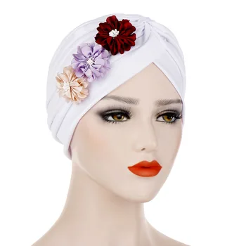 

Women Flower Wrap Knitting Beanie Head Scarves Hats Headwear Muslim Turban Cap Chemo Hat Cancer Hijab Caps Headscarf Accessories