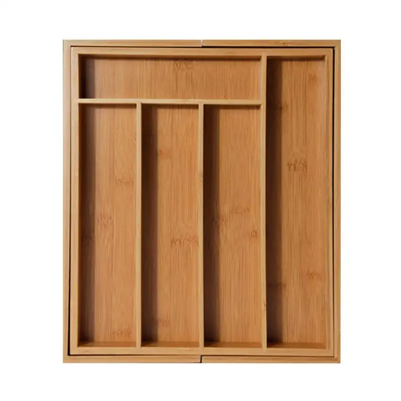 

5 Grid Expandable Cutlery Bamboo Drawer Organizer Cutlery Tray Kitchen Multi-Functional Drawer Cutlery Storage Box