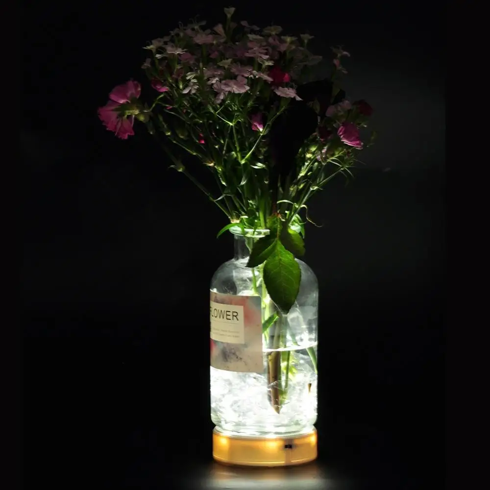 4inch Round Led Base Vase Light With 9 Super Bright Leds For