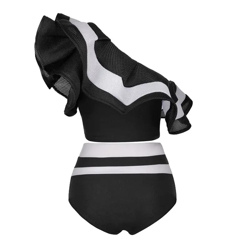 Summer 2 Piece Shorts Set Women New Beach Sexy Stripe Tank Tops One Shoulder Slim Backless Crop Top Ruffle Black Ladies Outfits Summer 2 Piece Shorts Set Women New Beach Sexy Stripe Tank Tops One Shoulder Slim Backless Crop Top Ruffle Black Ladies Outfits