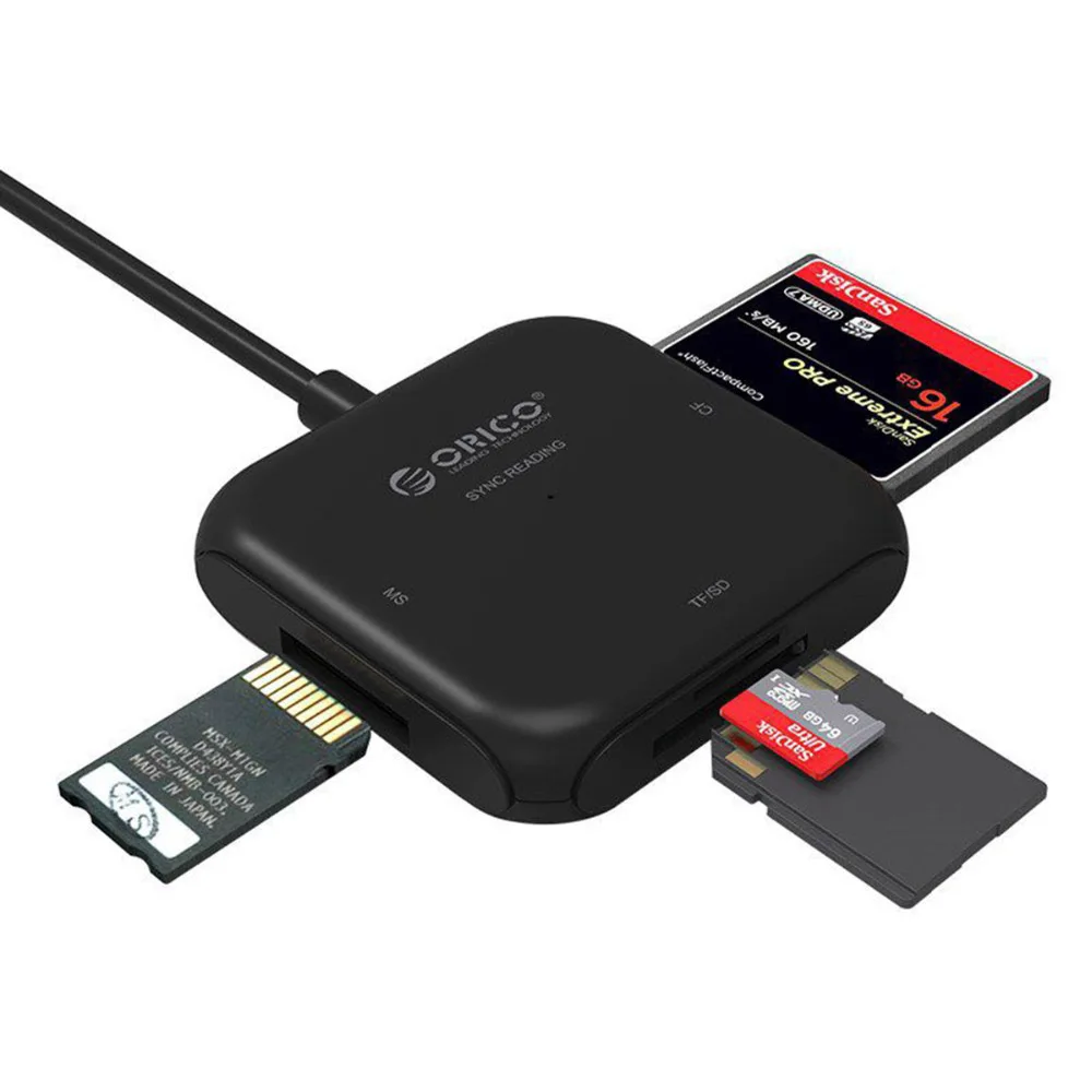 Orico 4 в 1 Usb 3,0 считыватель смарт-карт флэш-карта памяти для Tf/Sd/MS/Cf 4 карты чтения и записи данных