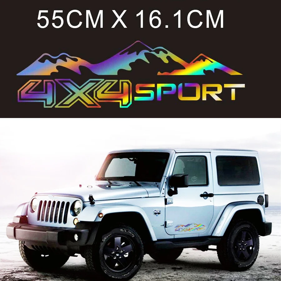 

1 Pair 4X4 Mountain Style Door Body Vehicle Decal Reflective color Decals Sticker For Jeep Wrangler