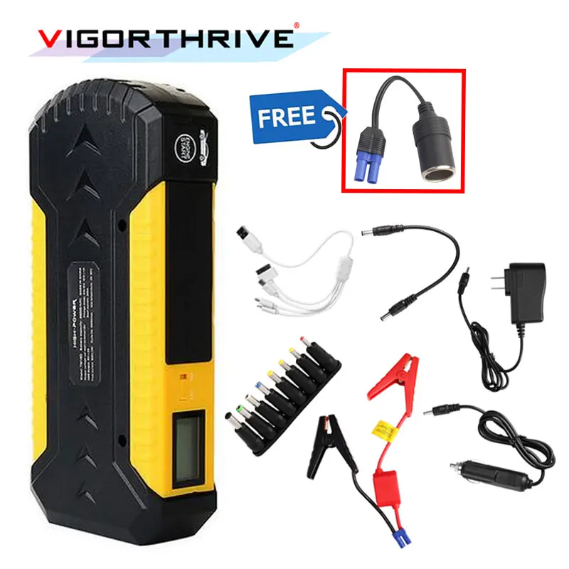  3 LED light With Power Adapter Car Jump starter For Petrol Cellphone 4 USB 12V Multi-function Emerg