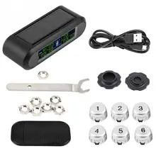 Беспроводная солнечная система контроля давления в шинах TPMS, ЖК-монитор, сигнализация с 6 внешними датчиками для автофургона, грузовика, Новые поступления