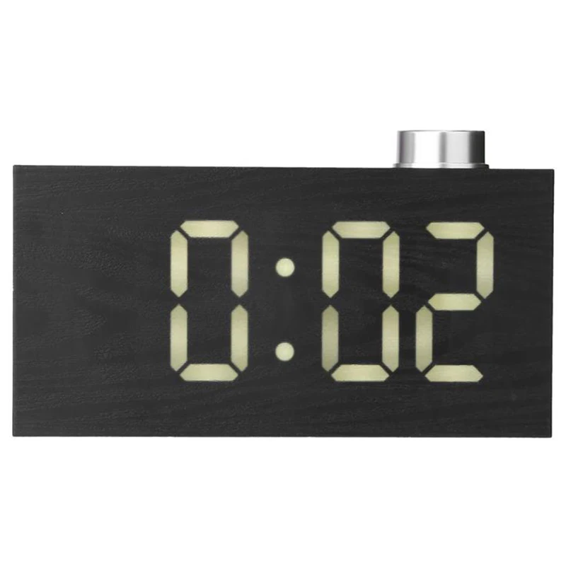 

Fashion Led Alarm Clocks Digital Wood Grain Knob Alarm Clock Temperature Led Display Desktop Digital Table Clocks