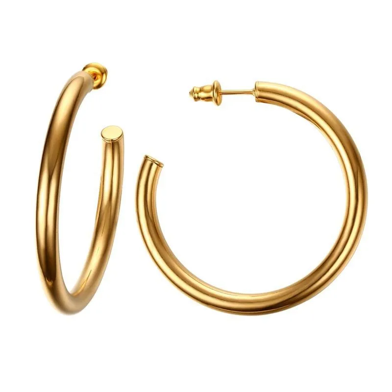 

Classic Open Round Stud Earrings Brincos For Women Lady Party Jewelry Simple Big Exaggeration Stainless Steel Ear Bijoux