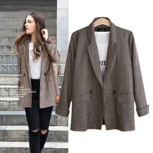 Autumn Winter Suit Blazer Women 2018 Formal Wool Blends Jacket Coat Work Office Lady Plus Size Long Sleeve Blazer Outerwear 5XL
