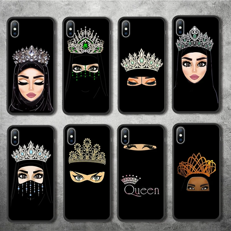 

Lovebay Queen Beauty Phone Cases For iphone 6 6S 7 8 Plus XS Max XR Soft Silicone Fashion New Black Crown Girls Back Case Cover