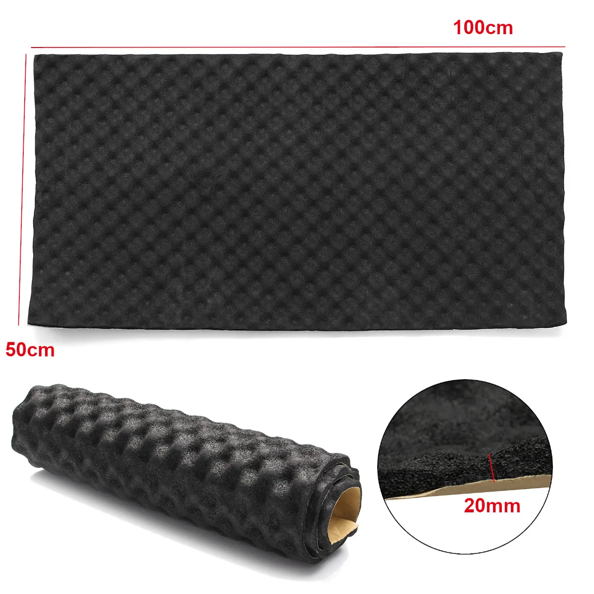 

50x100cm Universal Car Van Sound Proofing Deadening Insulation Sound Absorber Automotive Interior Mat Pad Sticker Acoustic Foam