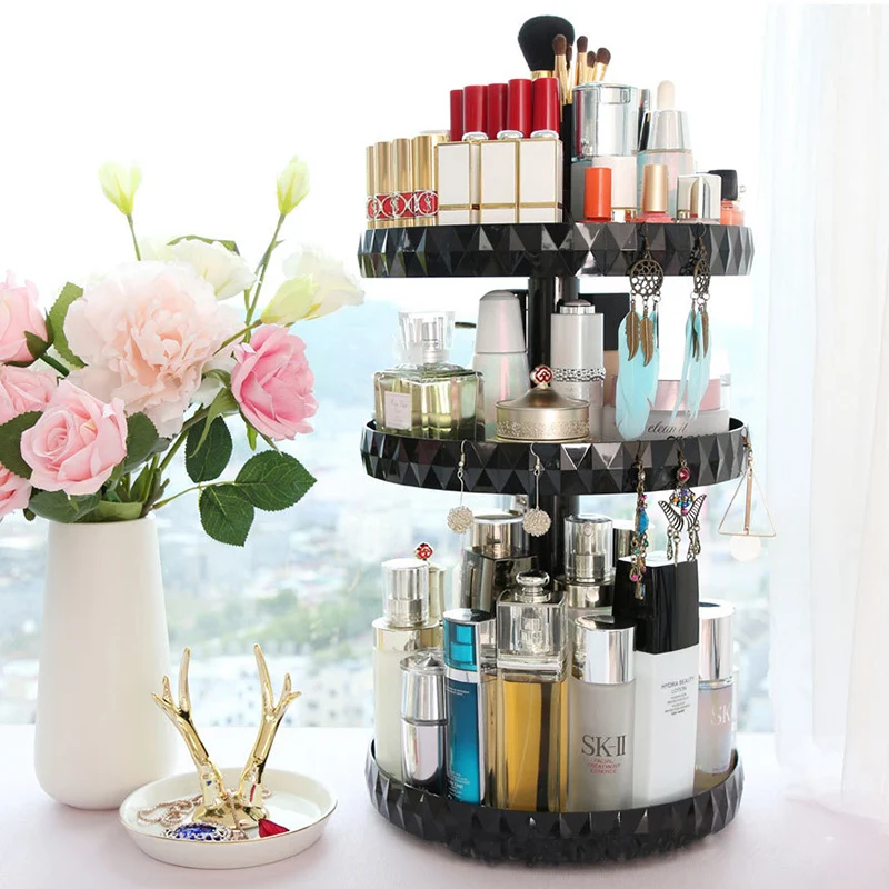 

Organizador De Maquillaje 3 Layers 360 Rotating Clear Makeup Organizer Holder Large Capacity Acrilico Organizador Maquillaje